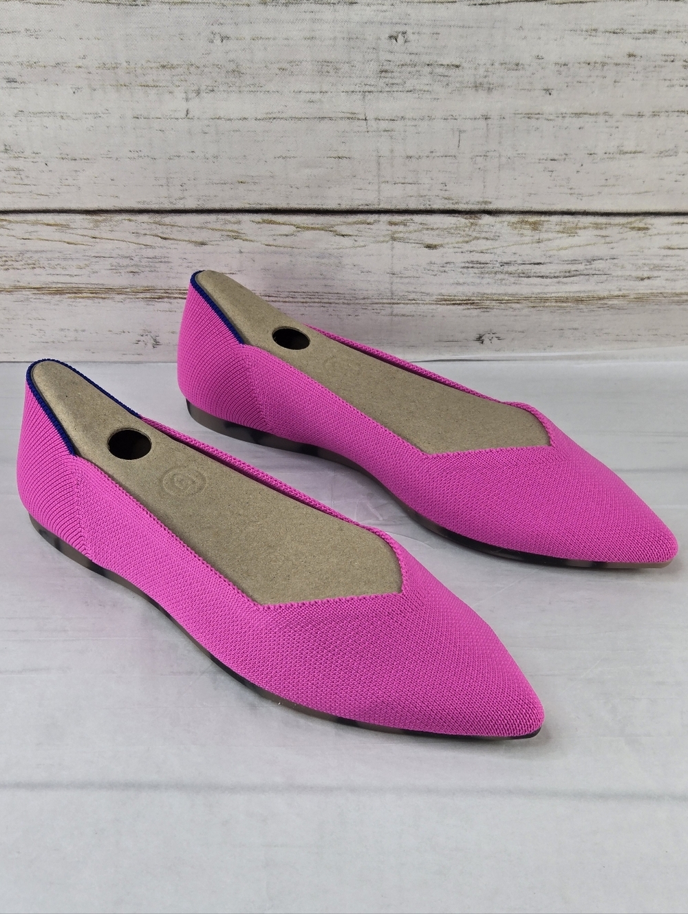 Rothy's Ballet Flats Pointed Toe Knit Dragon Fruit Hot Pink Women's Size 8